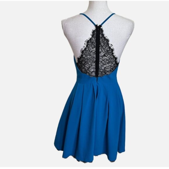 Lovers + Friends - Teal Blue Mini Dress with Lace Racerback - Medium - EUC - Picture 3 of 9